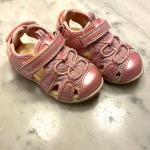 Pink slip on sandals